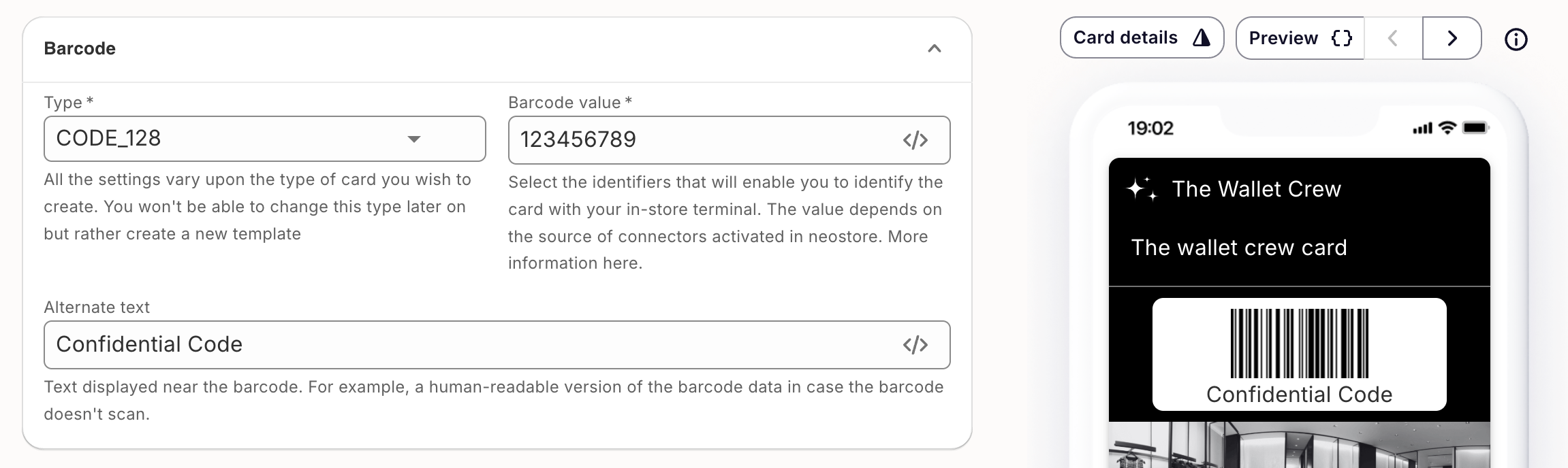 Google template designer Barcode